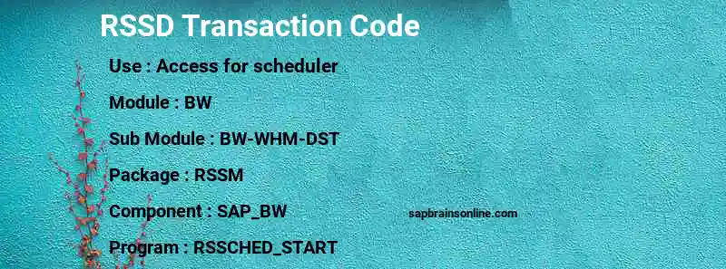 SAP RSSD transaction code