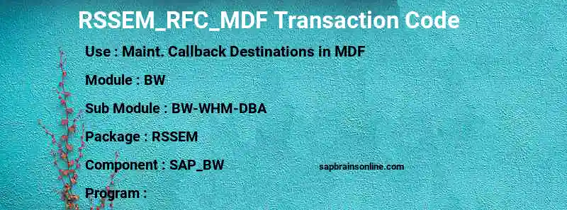 SAP RSSEM_RFC_MDF transaction code