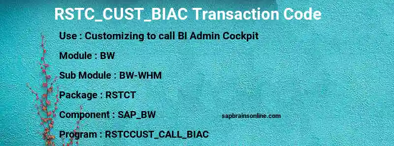 SAP RSTC_CUST_BIAC transaction code