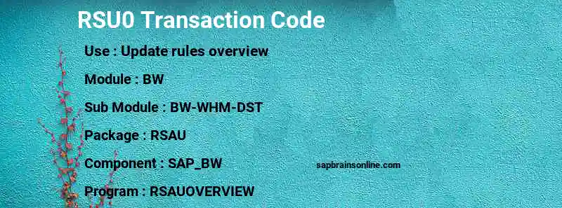 SAP RSU0 transaction code