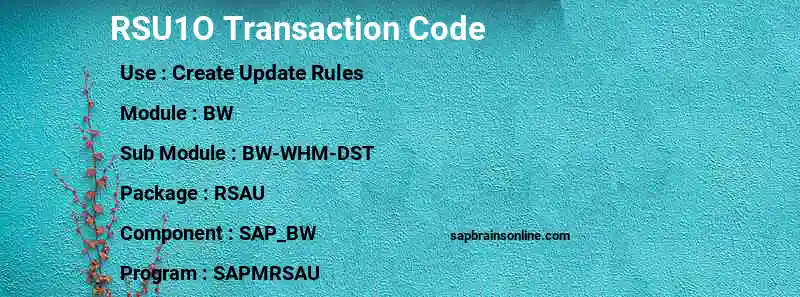 SAP RSU1O transaction code