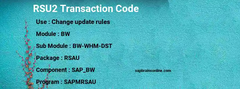 SAP RSU2 transaction code