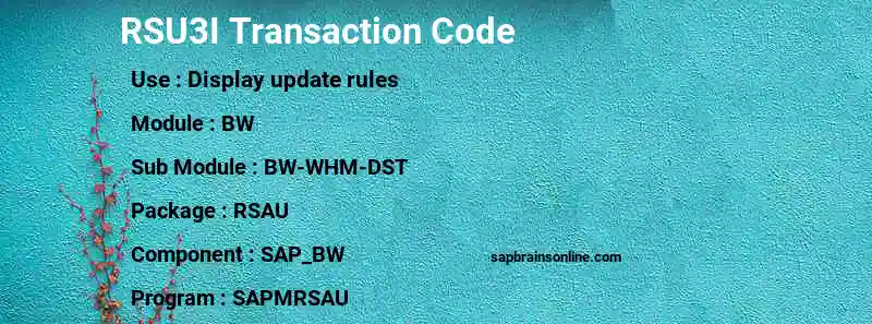 SAP RSU3I transaction code