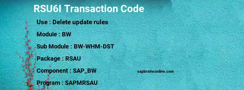 SAP RSU6I transaction code