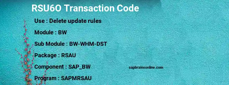SAP RSU6O transaction code