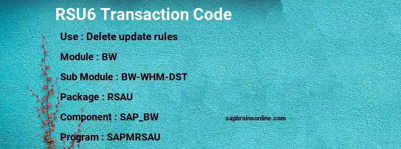 SAP RSU6 transaction code