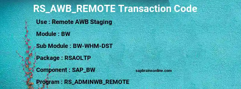 SAP RS_AWB_REMOTE transaction code