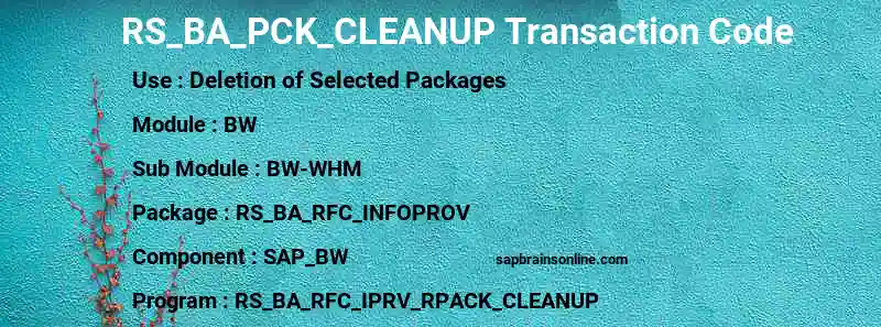 SAP RS_BA_PCK_CLEANUP transaction code