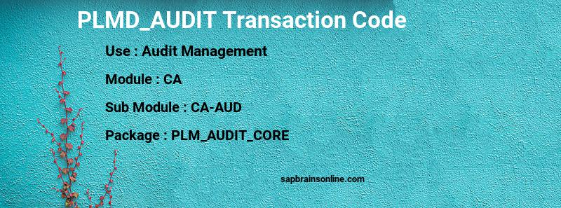 SAP PLMD_AUDIT transaction code
