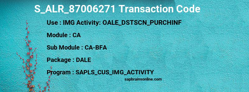 SAP S_ALR_87006271 transaction code