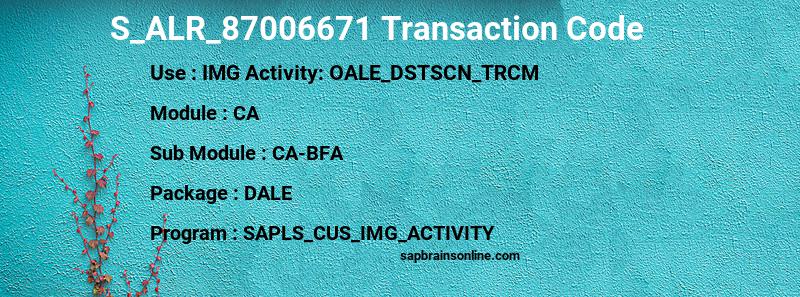 SAP S_ALR_87006671 transaction code