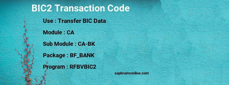 SAP BIC2 transaction code