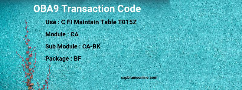 SAP OBA9 transaction code