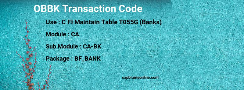 SAP OBBK transaction code