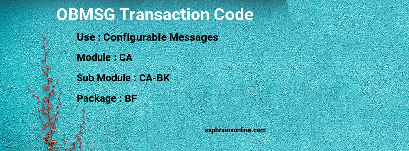 SAP OBMSG transaction code