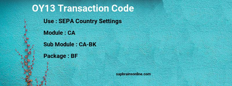 SAP OY13 transaction code