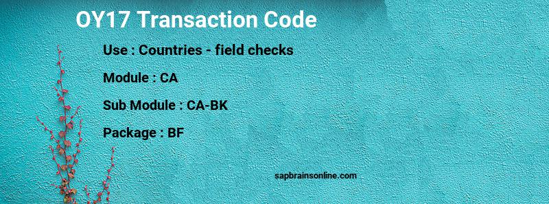 SAP OY17 transaction code