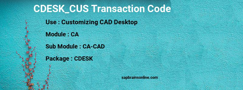 SAP CDESK_CUS transaction code