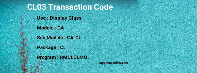 SAP CL03 transaction code