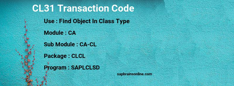 SAP CL31 transaction code