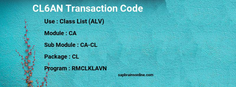 SAP CL6AN transaction code