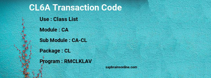 SAP CL6A transaction code