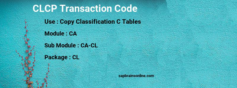 SAP CLCP transaction code