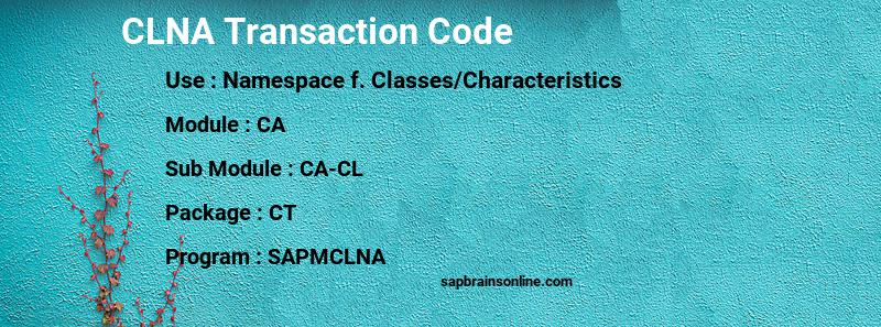 SAP CLNA transaction code
