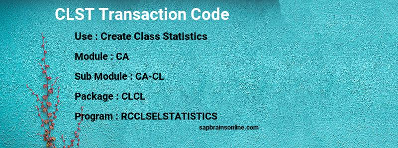 SAP CLST transaction code