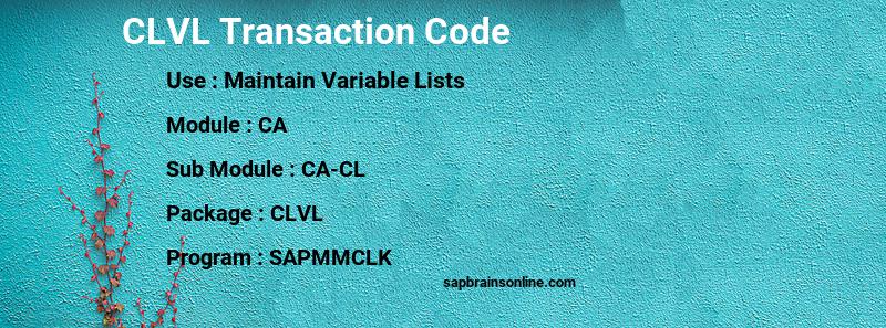 SAP CLVL transaction code