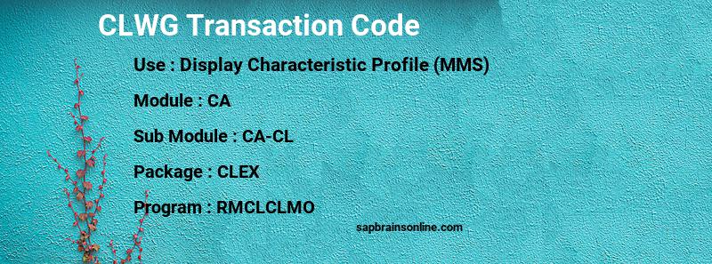 SAP CLWG transaction code