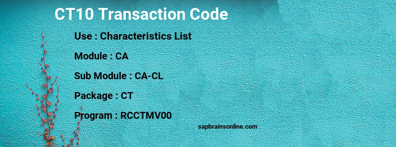 SAP CT10 transaction code