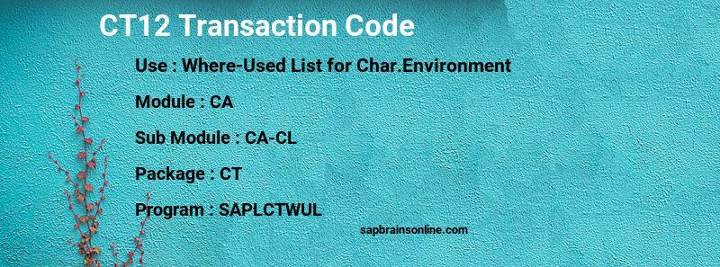 SAP CT12 transaction code
