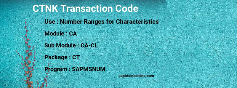 SAP CTNK transaction code