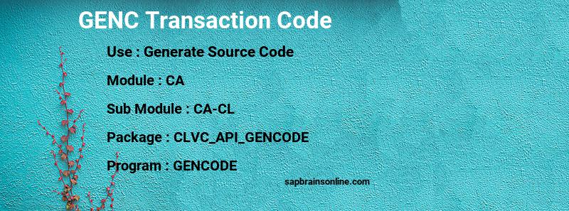 SAP GENC transaction code