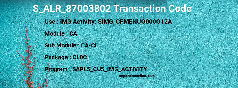 SAP S_ALR_87003802 transaction code