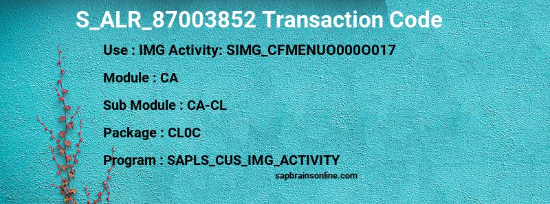 SAP S_ALR_87003852 transaction code