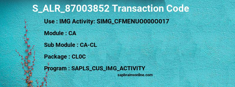SAP S_ALR_87003852 transaction code