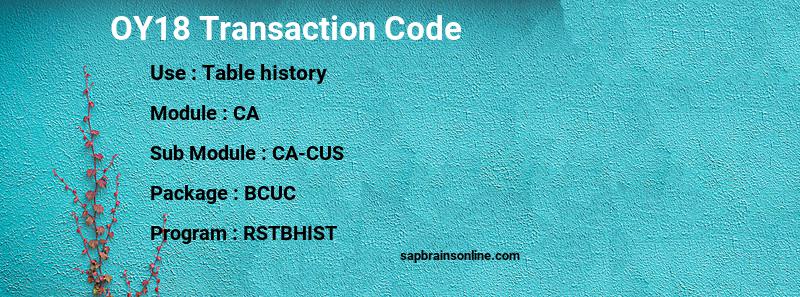 SAP OY18 transaction code