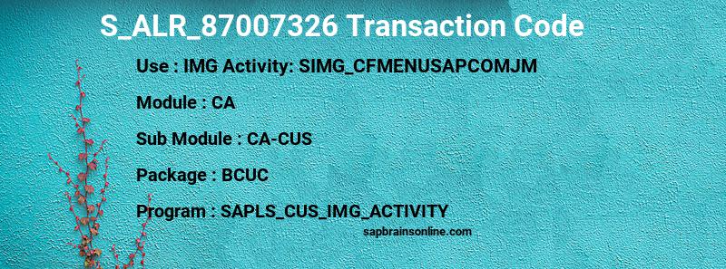 SAP S_ALR_87007326 transaction code
