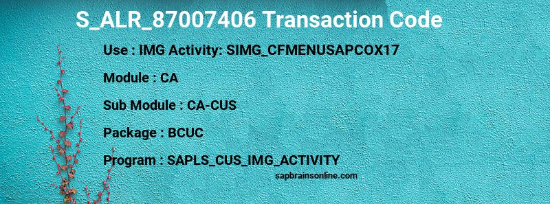 SAP S_ALR_87007406 transaction code