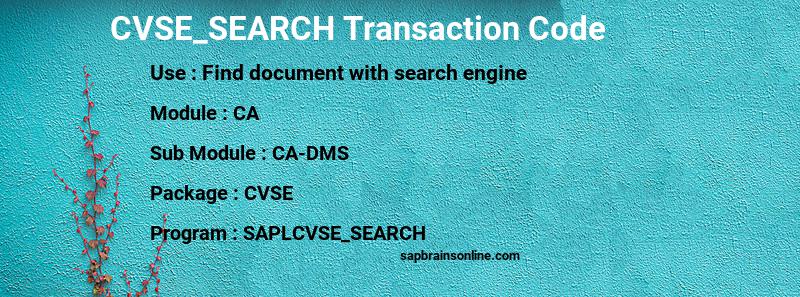 SAP CVSE_SEARCH transaction code
