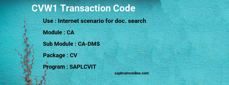 SAP CVW1 transaction code