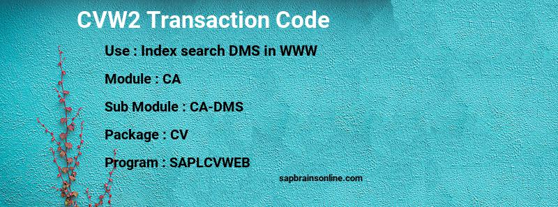 SAP CVW2 transaction code