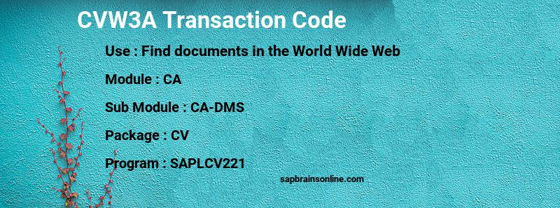 SAP CVW3A transaction code