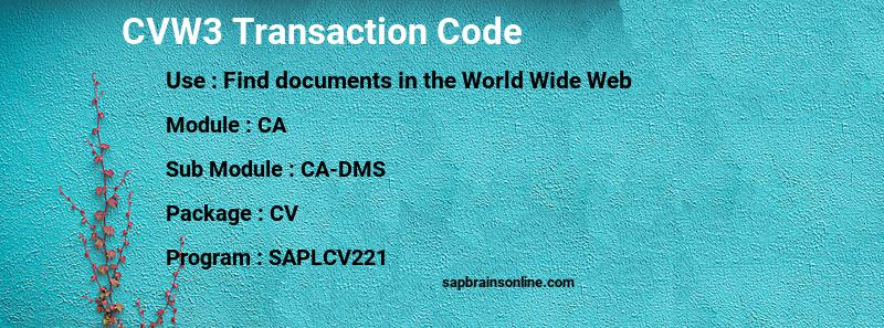 SAP CVW3 transaction code
