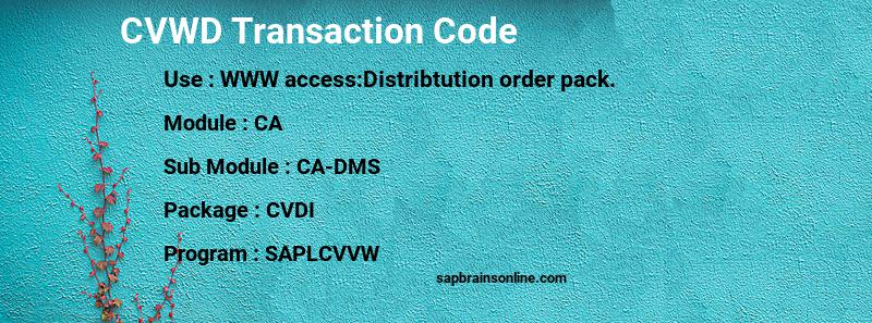 SAP CVWD transaction code