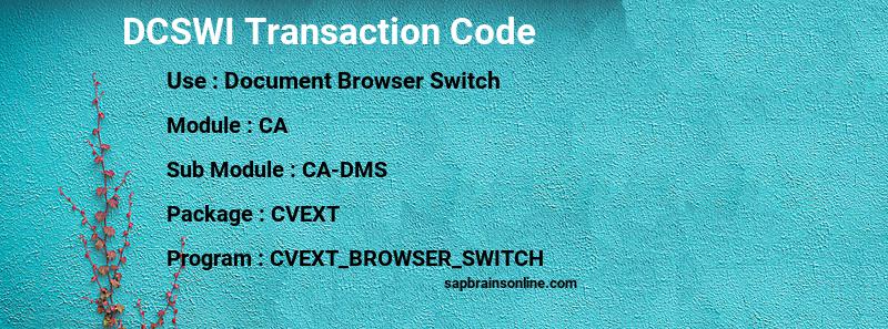SAP DCSWI transaction code