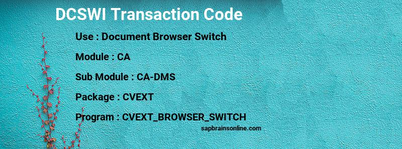 SAP DCSWI transaction code