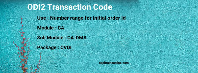 SAP ODI2 transaction code